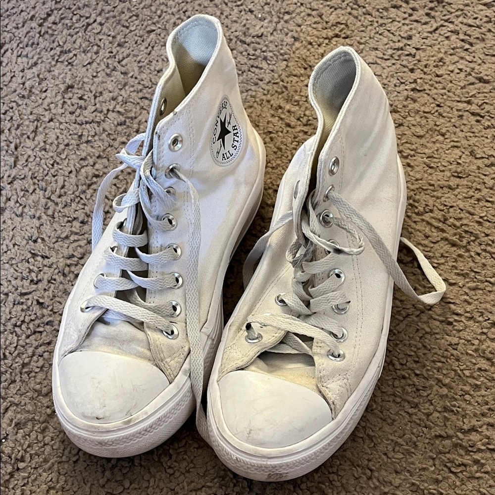 Converse White Platform High-Top Sneakers